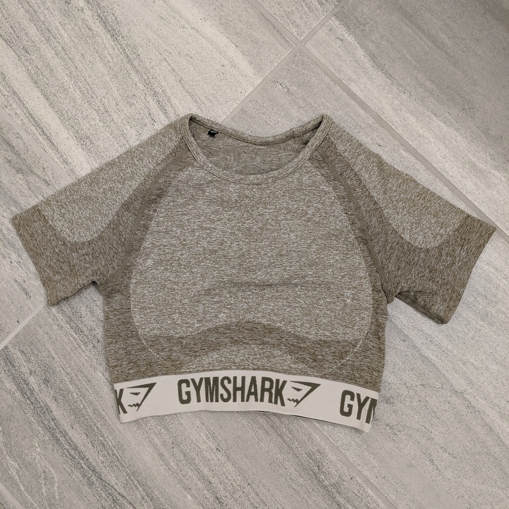Gymshark Flex Khaki / Sand Short Sleeve Crop Top